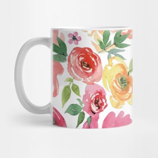 Watercolor Burgundy Elegant Flowers Arrangement Clipart -Bouquets and Individual Elements Seamless Pattern Mug